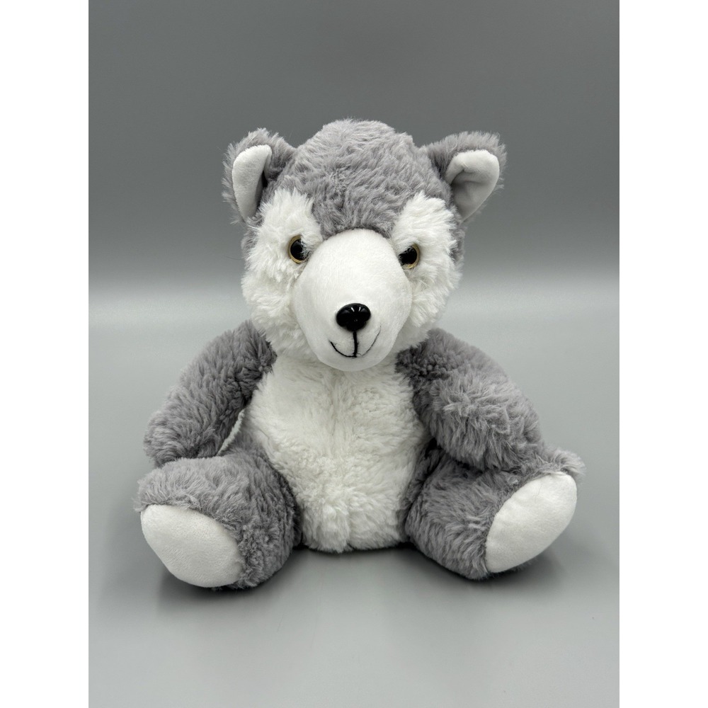 Naturally Kids Husky Dog Wolf Plush 8" Stuffed Animal Gray White